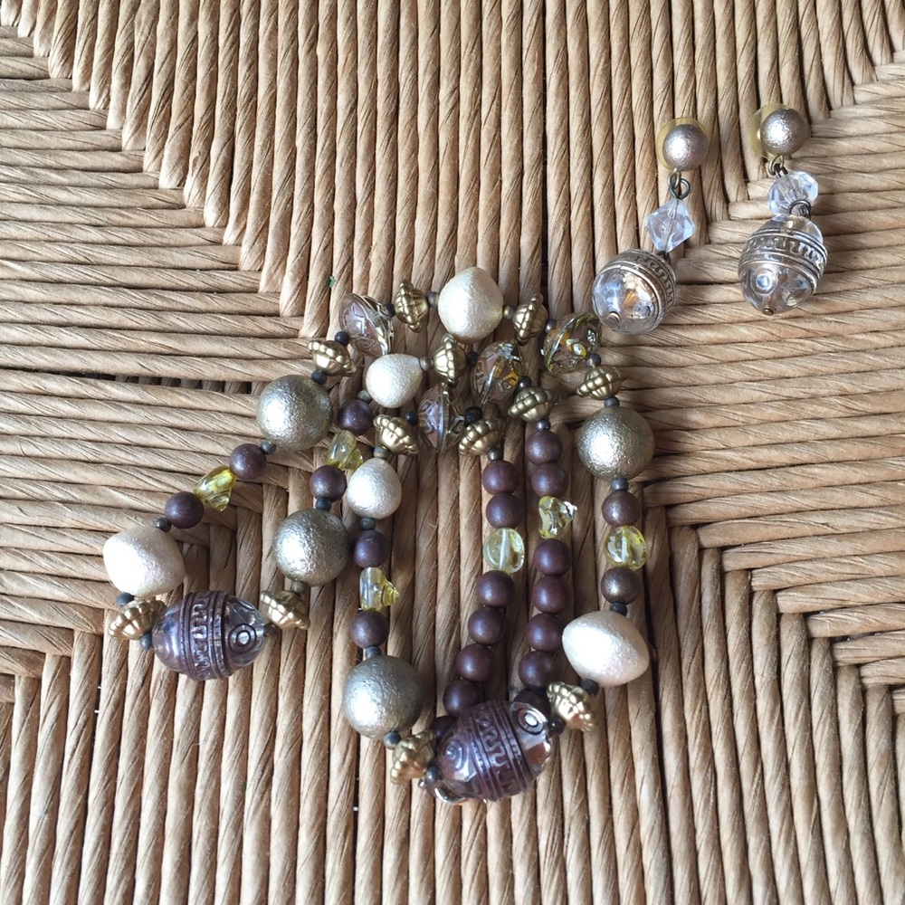 Bohemian Beaded Necklace and Dangle Earrings